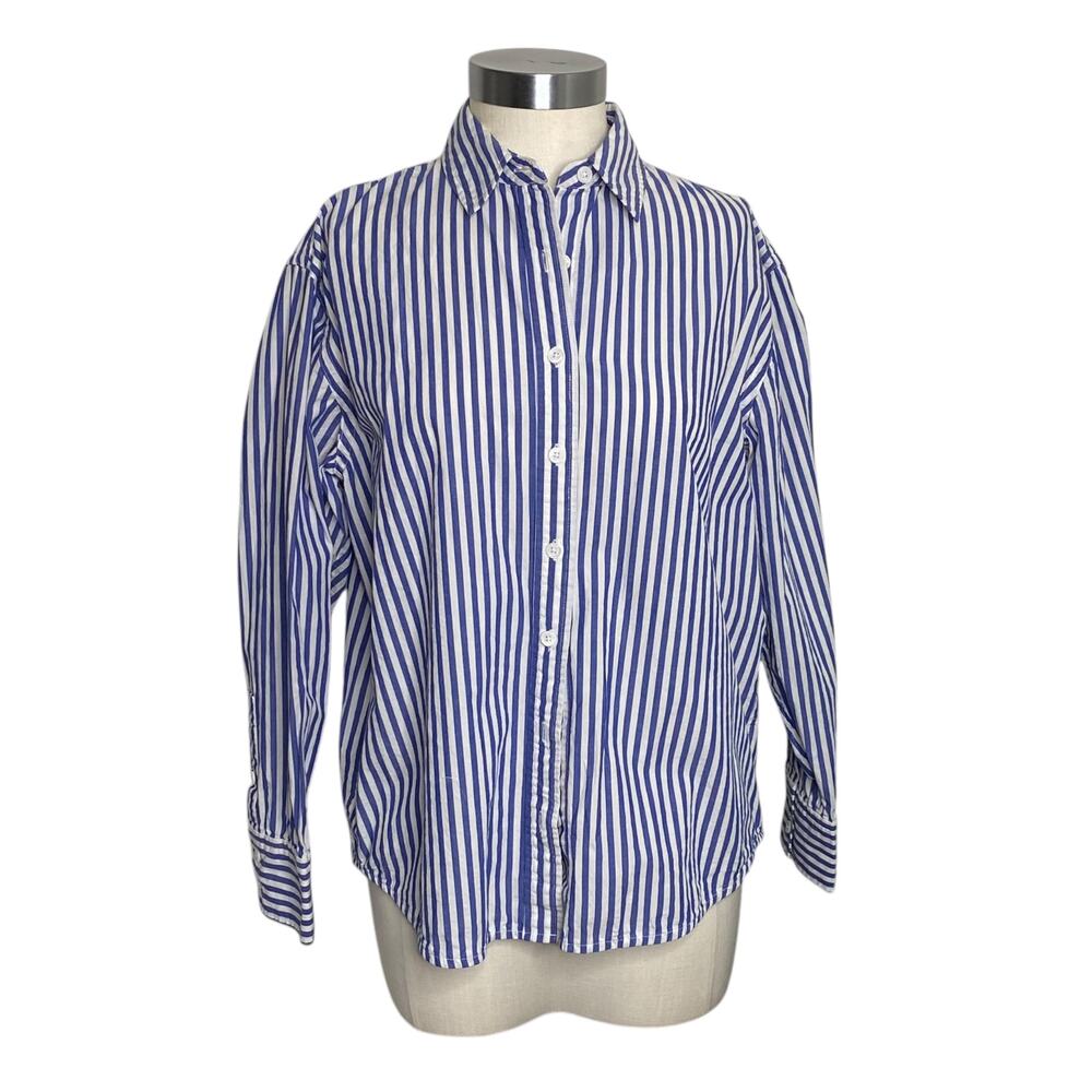 ❌sold❌Reformation Parker Shirt Stripe Navy Blue White Size  S